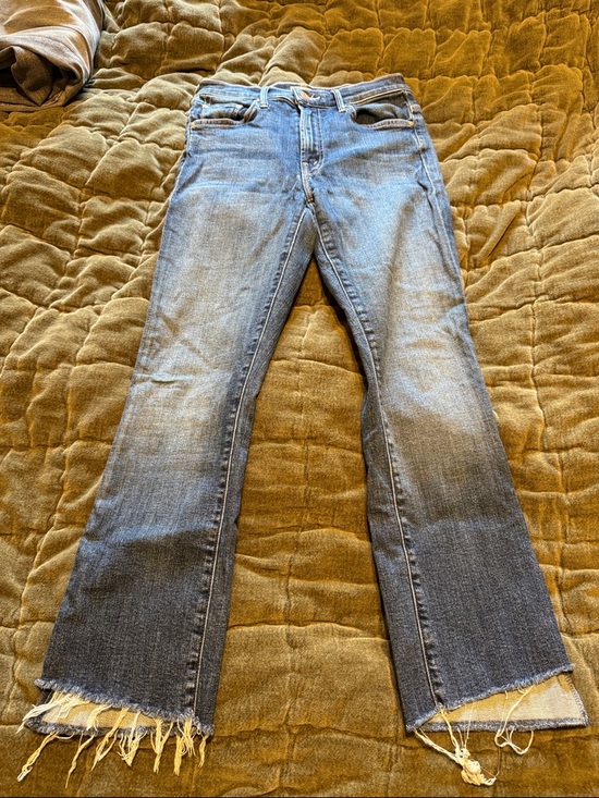 MOTHER Denim - MOTHER Blue Frayed-Hem Flare Jeans